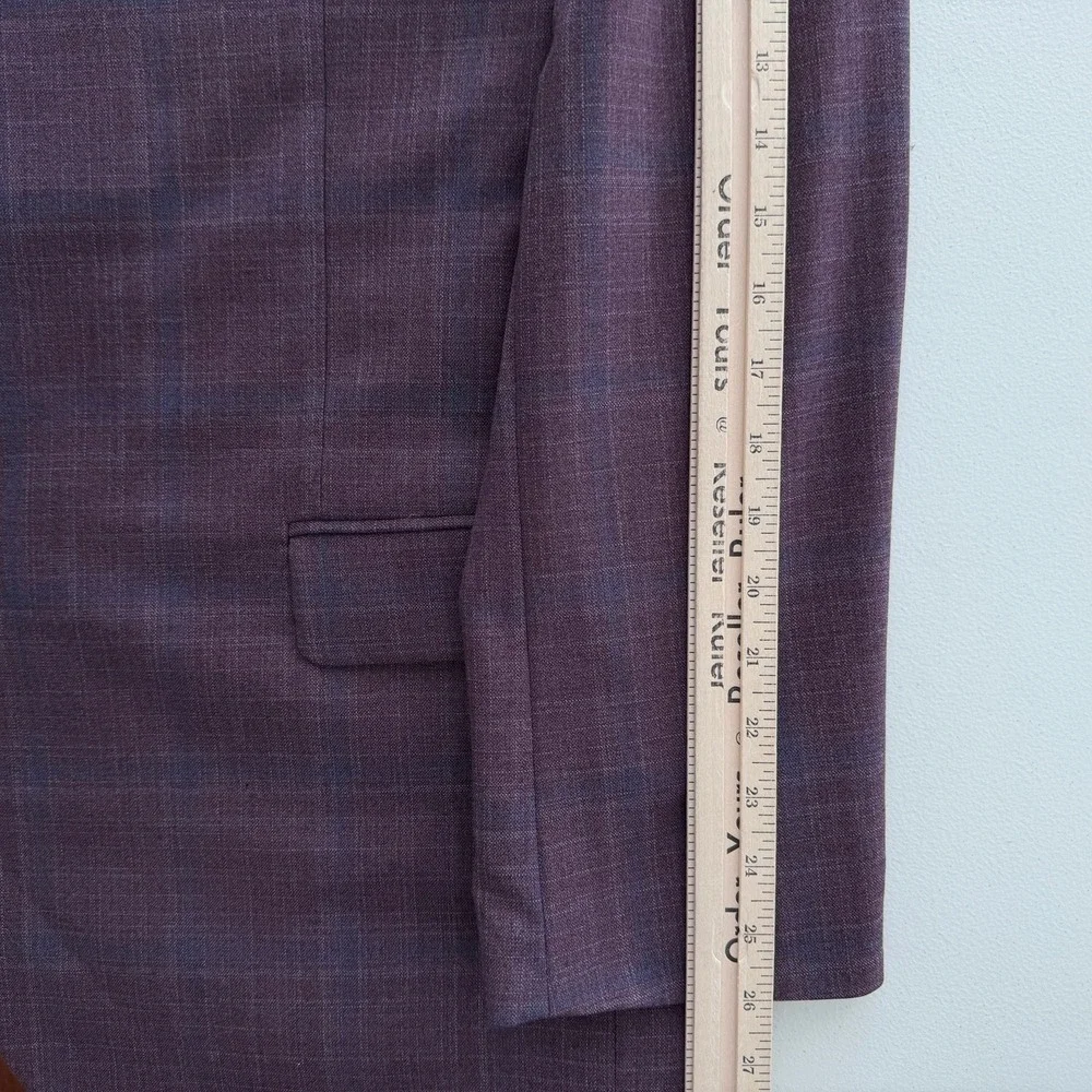 Jos A Bank Blazer Mens 46R Purple Plaid Wool Blend Sport Coat Dinner Jacket